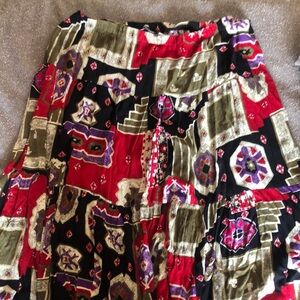 Bohemian Patchwork Skirt - Red, Black, Green
